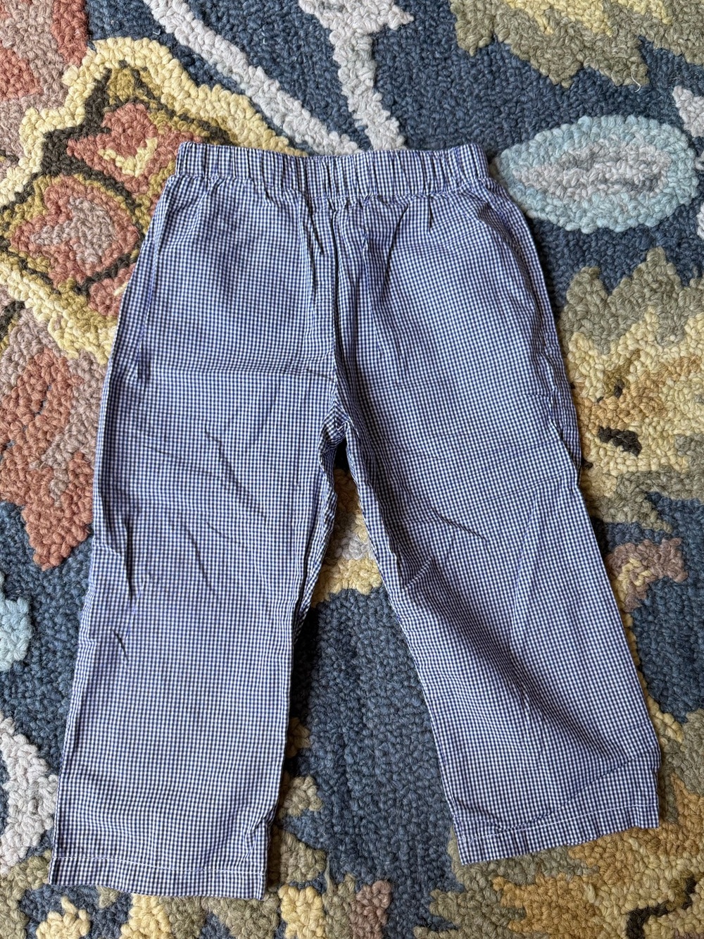Kids Navy Gingham Pull-On Casual Pants Southern Sunshine size 3T